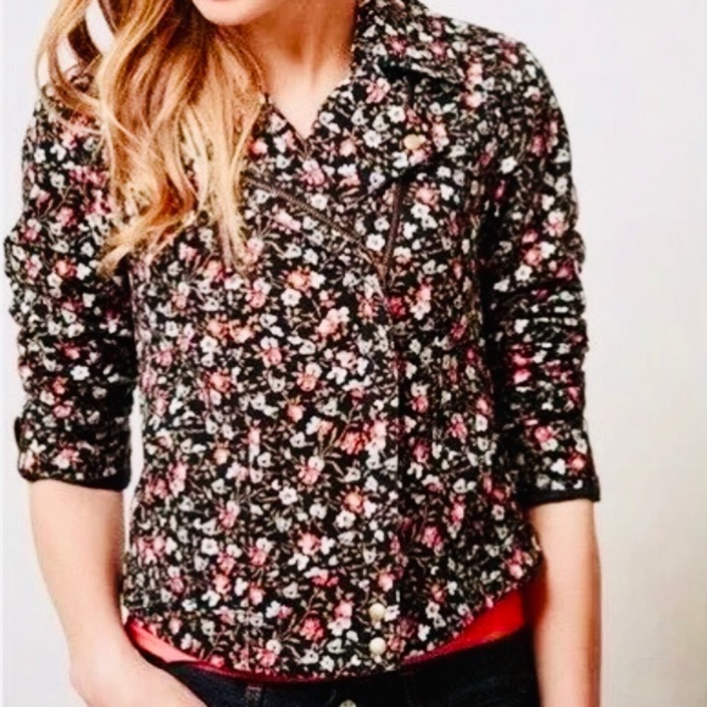 ANTHROPOLOGIE HEI HEI TINSLEY FLORAL MOTO JACKET.